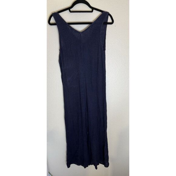 LACAUSA Rainbow Jumpsuit Velvet 100% Linen Navy Blue Size XS - Picture 4 of 6